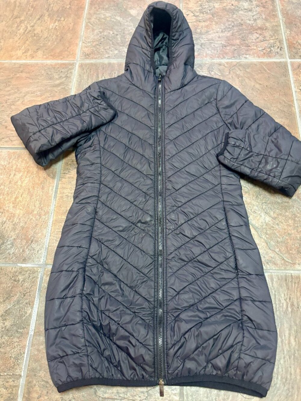 ~~Kyodan Long Jacket Women's P/S Quilted Insulated Full-Zip Puffer Coat Black *